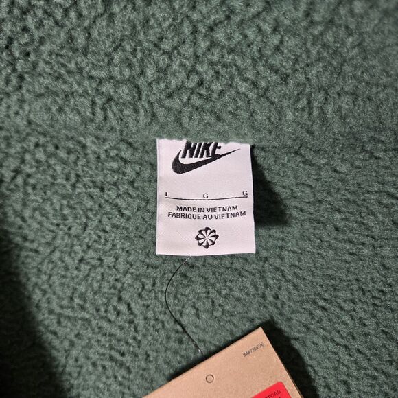 Nike Sportswear Club Mens Large Fleece Sherpa Green Zip Up Jacket FZ0888 323 L - Picture 5 of 7